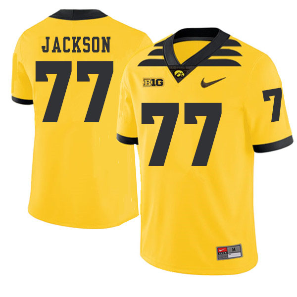 2019 Men #77 Alaric Jackson Iowa Hawkeyes College Football Alternate Jerseys Sale-Gold